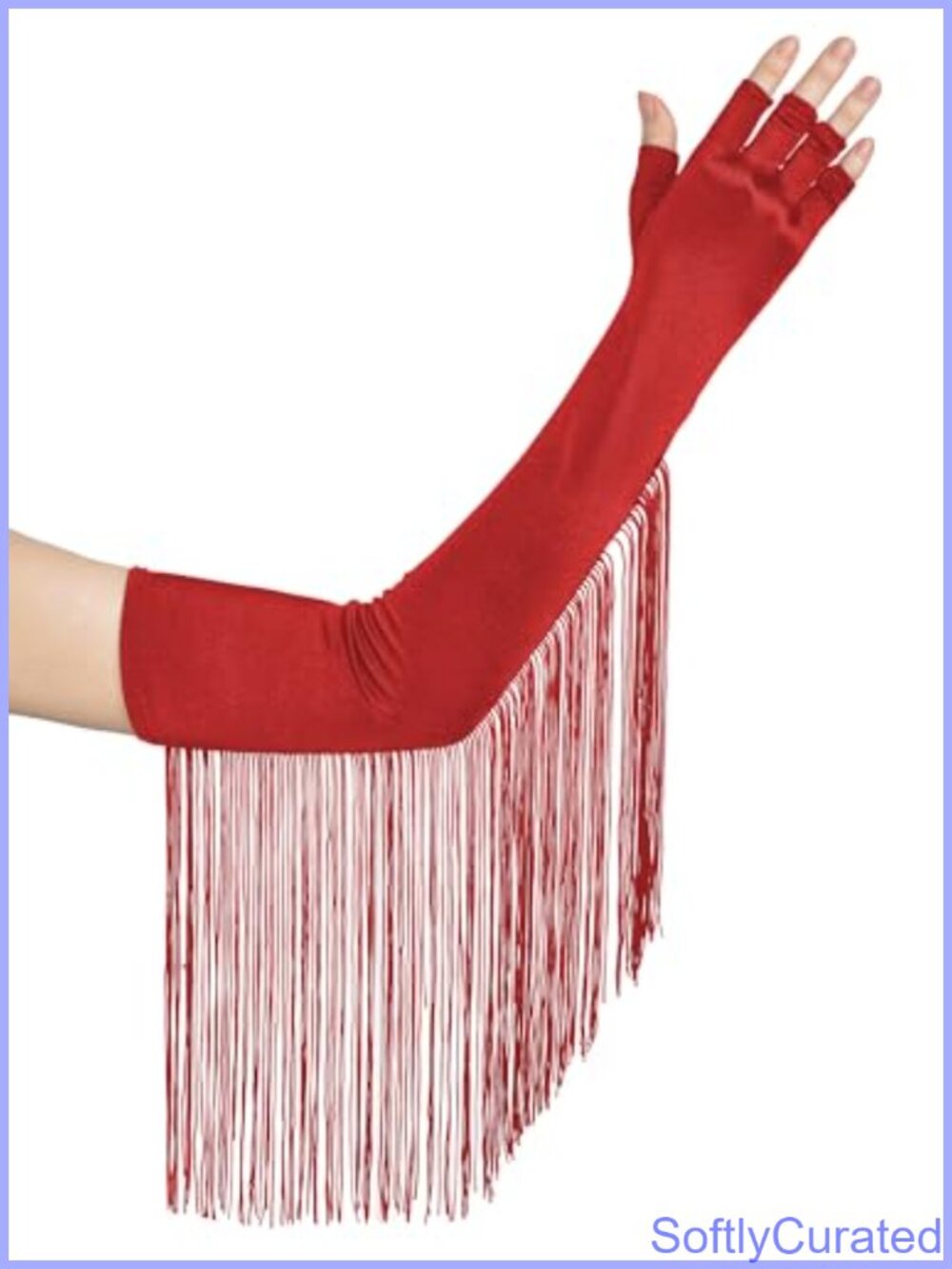 Polyester Fingerless Opera Gloves Long Satin Fringe Pageant Gloves